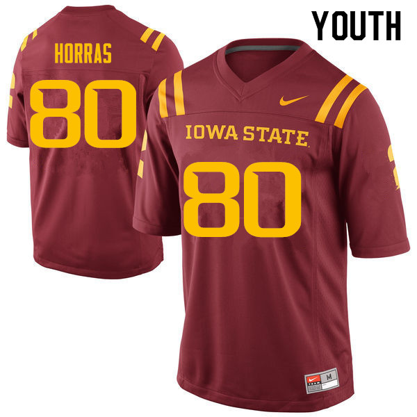 Iowa State Cyclones Youth #80 Vince Horras Nike NCAA Authentic Cardinal College Stitched Football Jersey EK42P56KC